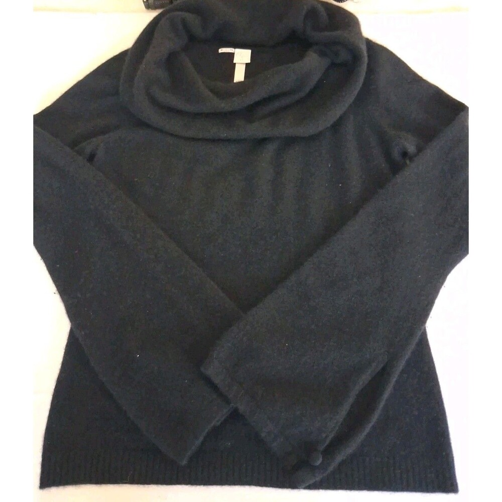 Aqua 100% Cashmere Sweater Large Black Cowl Neck Vintage Old Money Capsule